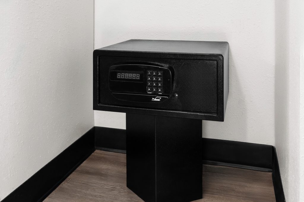 In-room safe in a guest room at Travelodge by Wyndham Milwaukee